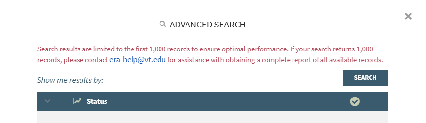 Advanced Search Limit Message