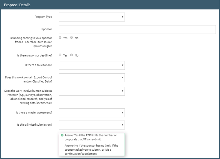 Proposal Initiator Details Screen