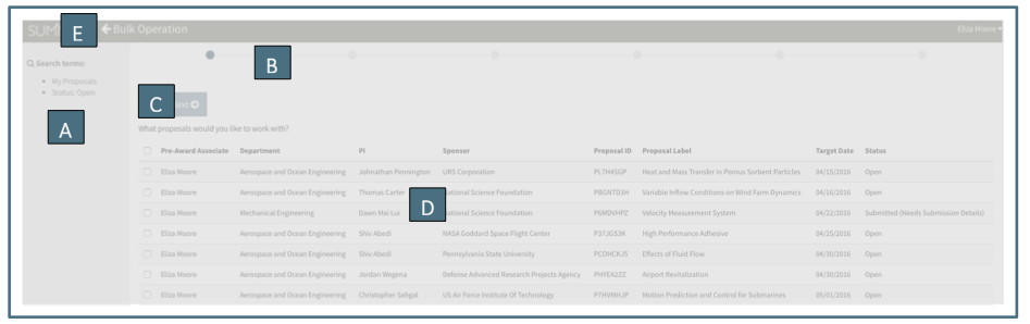 Bulk Operations Screen