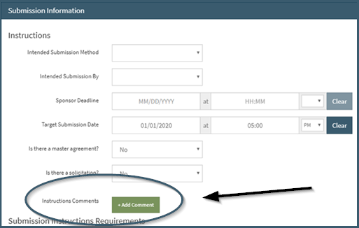 Instructions Comment field