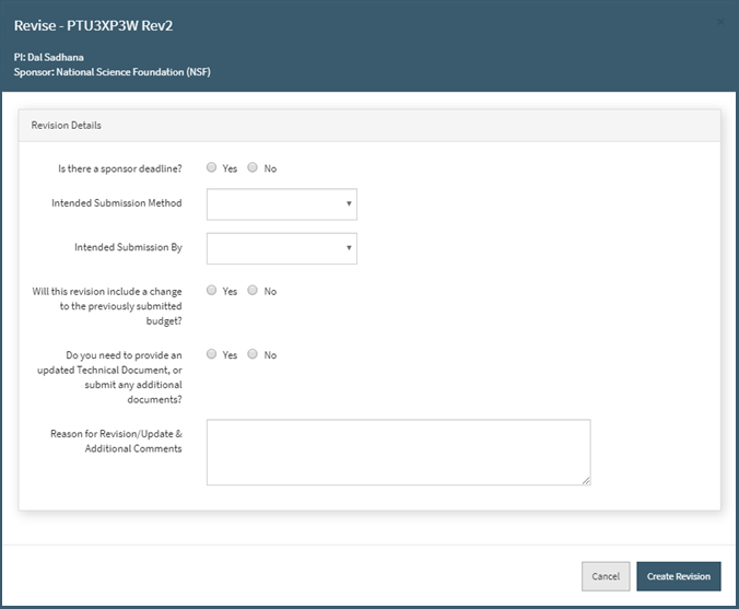 Revise Action Modal