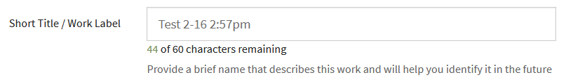Work Label Short Title